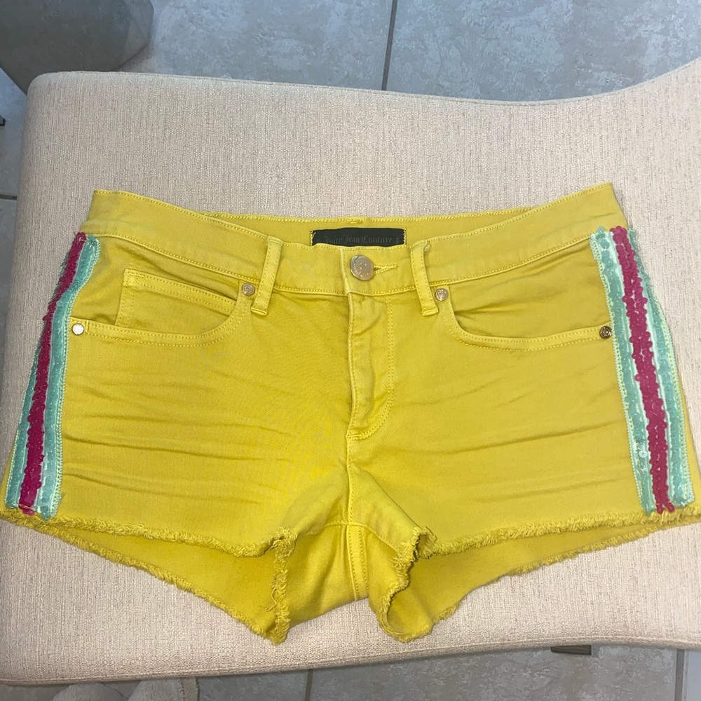 Yellow Pink Blue Sequins Juicy Couture Shorts